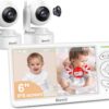 71hhJXKg2wL._AC_SL1500_.jpg 6" Baby Monitor with 2 Cameras and Audio 30 Hours Battery Upgrade Split Screen Video Baby Monitor Remote Pan-Tilt-Zoom 178°Wide-Angle 150 Languages No WiFi ECO 2-Way Talk Night Vision 1000ft Travel
