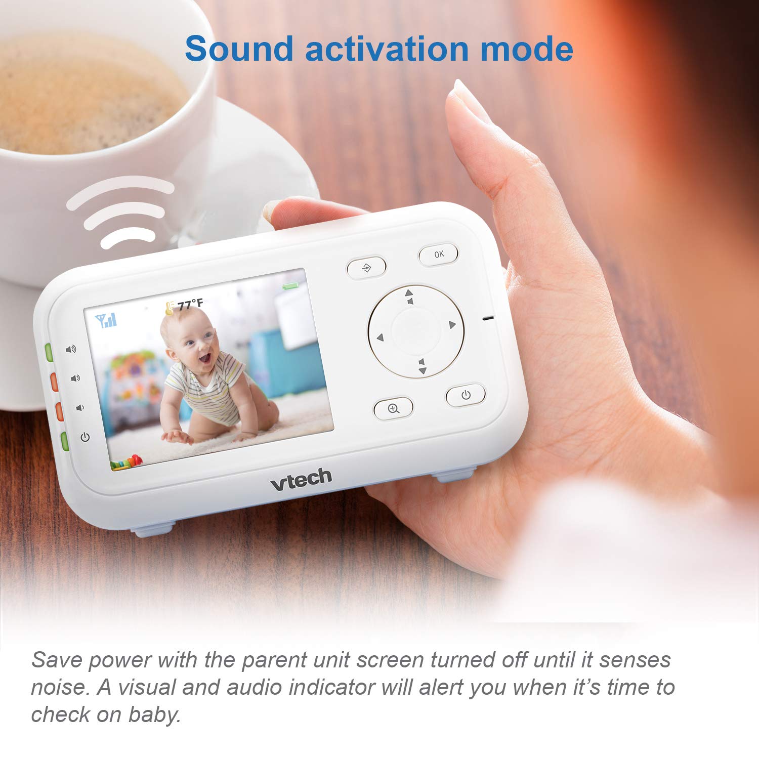 71hlHUvGKPL._SL1500_.jpg VTech Video Baby Monitor with 1000ft Long Range, Auto Night Vision, 2.8” Screen, 2-Way Audio Talk, Temperature Sensor, Power Saving Mode, Lullabies and Wall-mountable Camera with Bracket, White