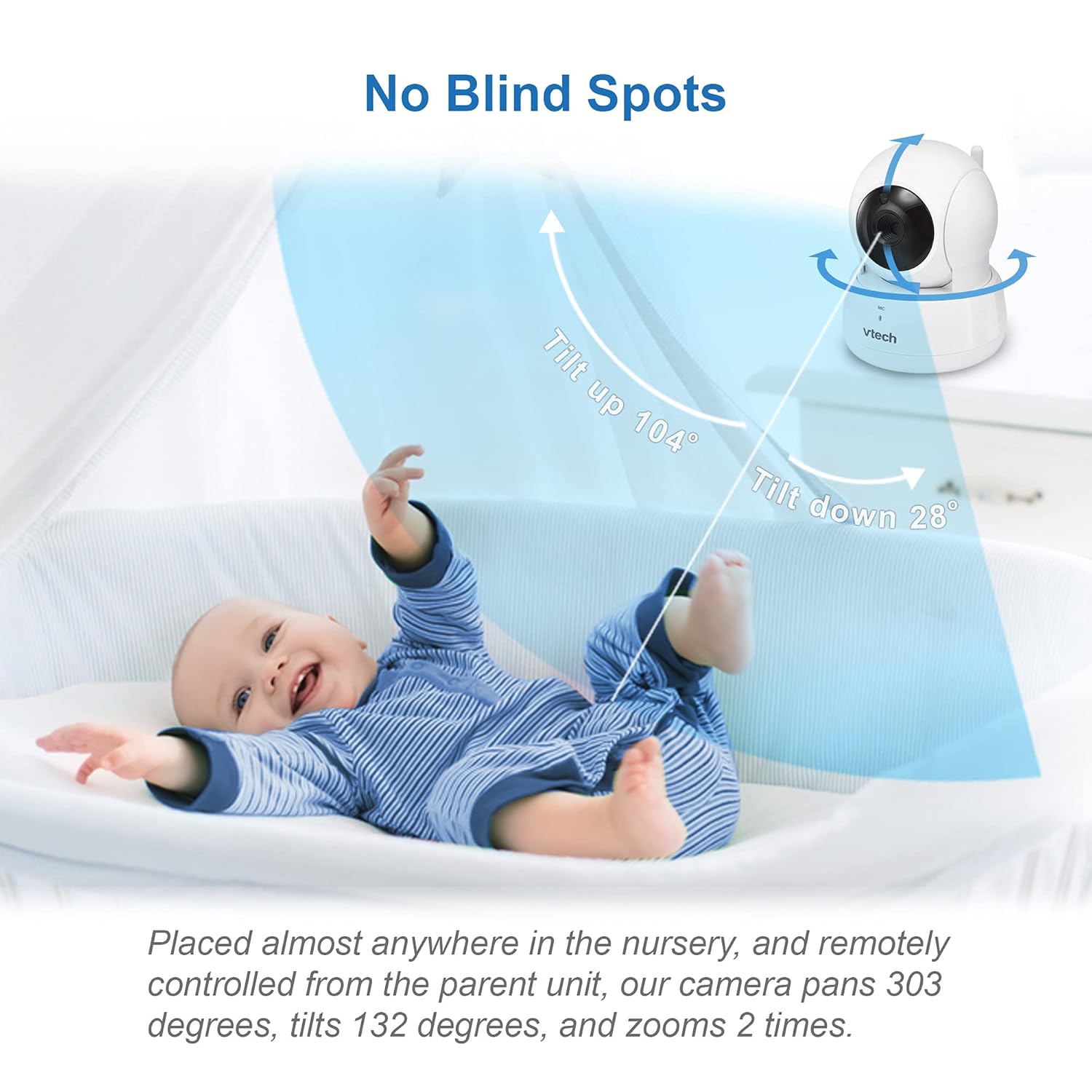 71hpnKxn9XS._SL1500_.jpg VTech VM923 Baby Monitor, 2.8” Screen, Pan-Tilt-Zoom, 1000ft Long Range, Night Vision, 2-Way Audio, Temperature Sensor, Lullabies, Secure Transmission No WiFi