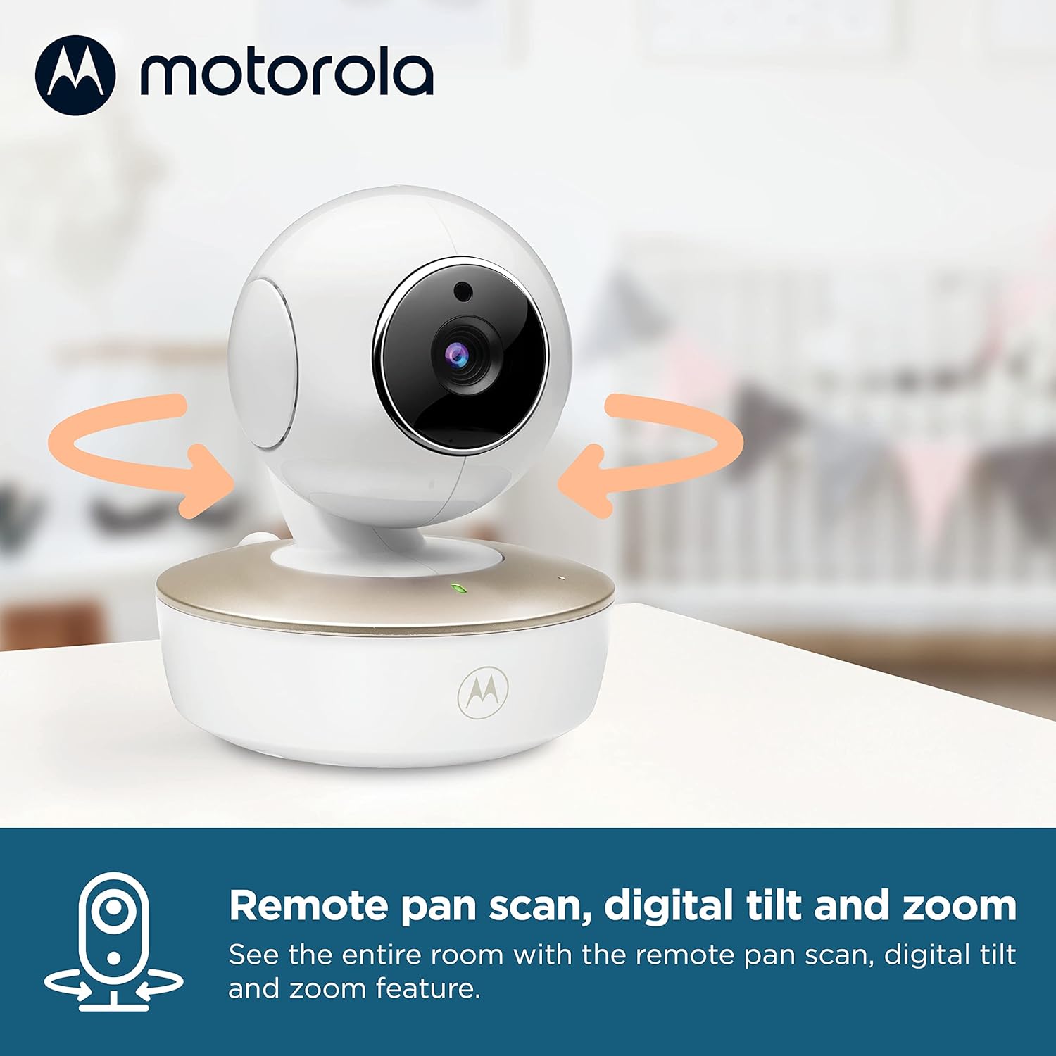 71kRWbmbb8L._AC_SL1500_.jpg Motorola Nursery VM50G Video Baby Monitor Camera, 1000ft Range, 2.4 GHz, 5" Screen, 2-Way Audio, Pan/Tilt/Zoom, Temp Sensor, Lullabies, Night Vision