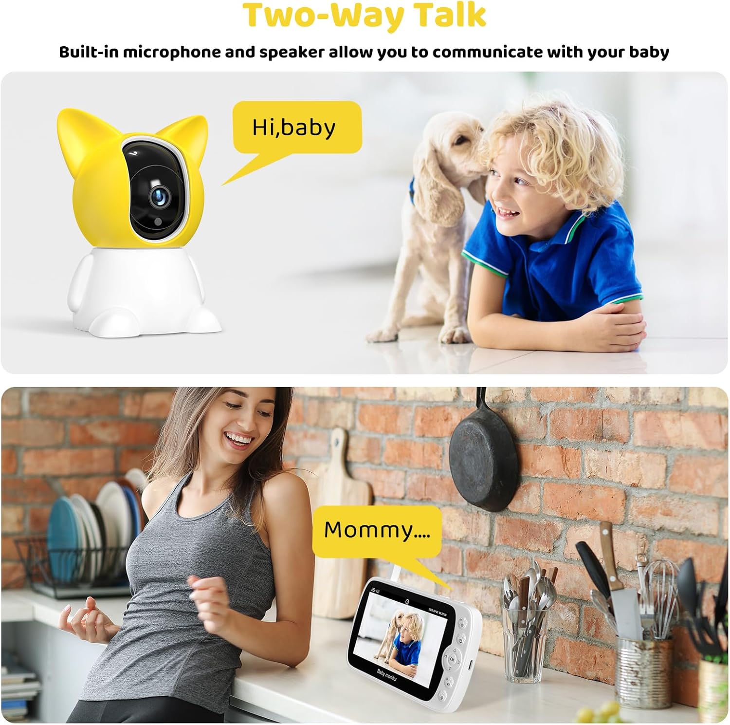 Baby Monitor with Camera and Audio, 1080P Baby Monitor No WiFi, 5'' LCD Screen, Night Vision, 1000ft Long Range, VOX, 8 Lullabies, 2-Way Talk, and Remote Pan Tilt Zoom