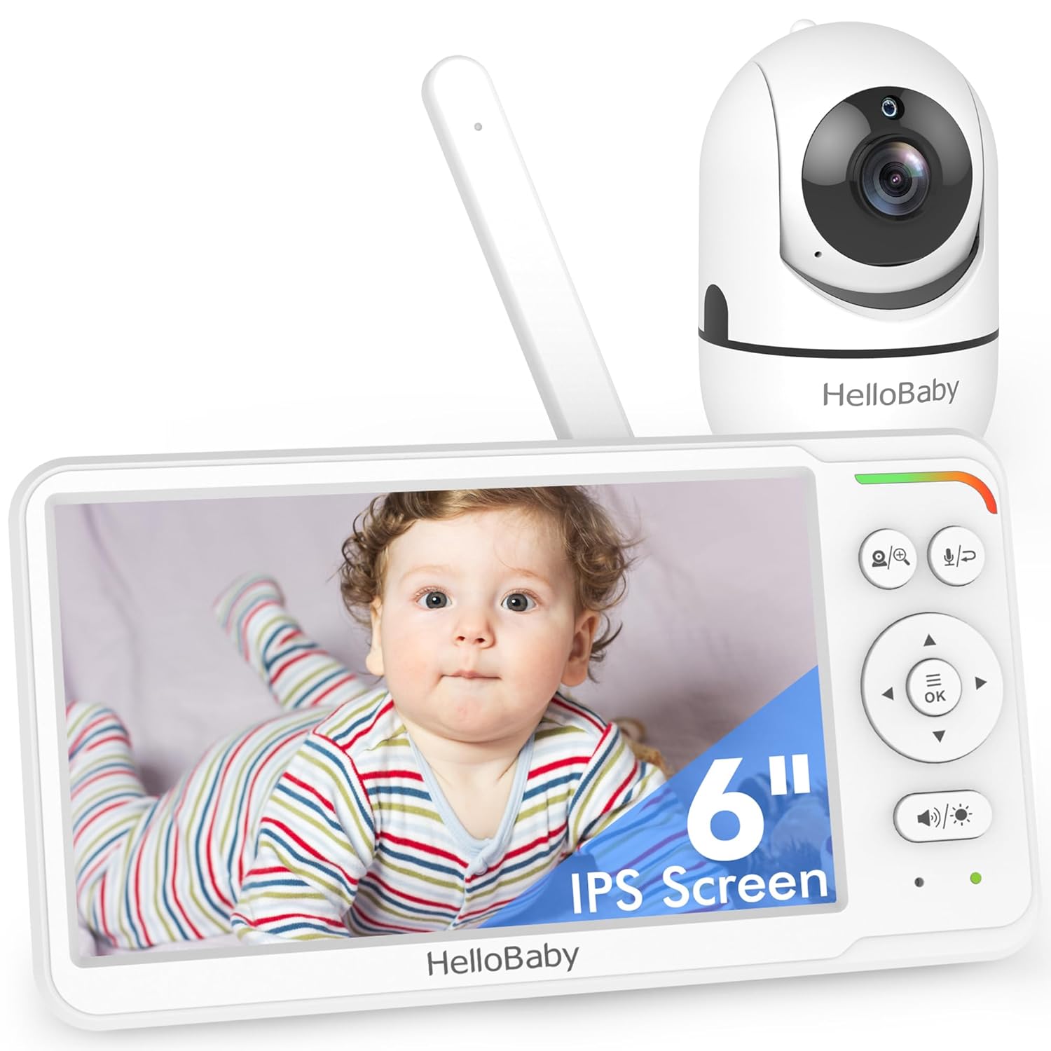 71npnmR8RIL._SL1500_.jpg HelloBaby Baby Monitor with 6" World First IPS Screen 30-Hrs Battery, Remote Pan/Tilt/Zoom Camera, No WiFi Video Baby Monitor Camera and Audio, ECO, VOX, 2-Way Talk, Night Vision, 1000ft, Portable