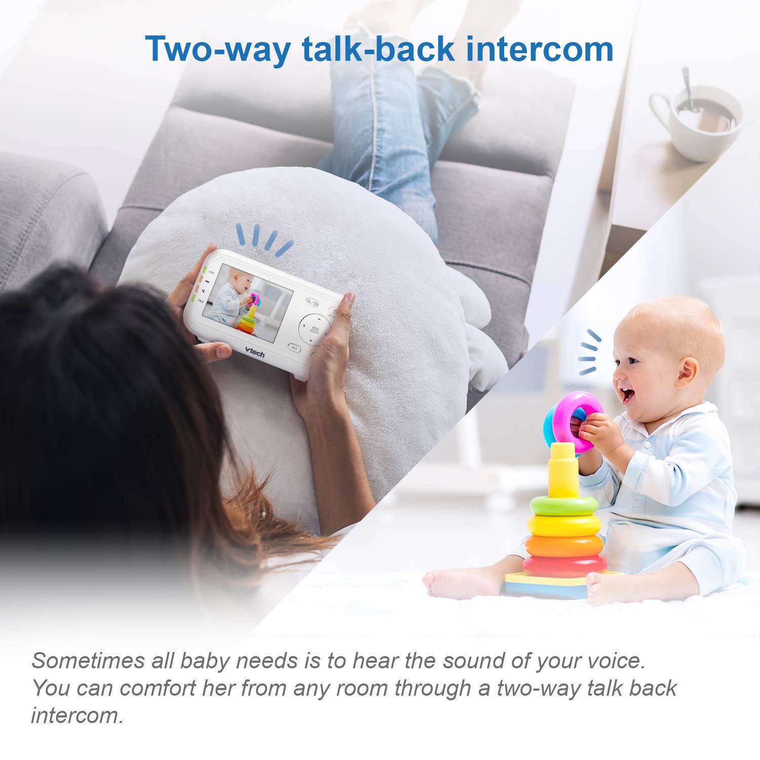 71p4M2U5yRL._SL1500_.jpg VTech Video Baby Monitor with 1000ft Long Range, Auto Night Vision, 2.8” Screen, 2-Way Audio Talk, Temperature Sensor, Power Saving Mode, Lullabies and Wall-mountable Camera with Bracket, White