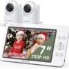 bonoch MegaView Baby Monitor with 2 Cameras, 7" 720P HD Split Screen Baby Monitor No WiFi, Video Baby Monitor with Camera and Audio, 6000mAh, VOX Mode, 2 Way Audio, Remote PTZ, Auto Night Vision