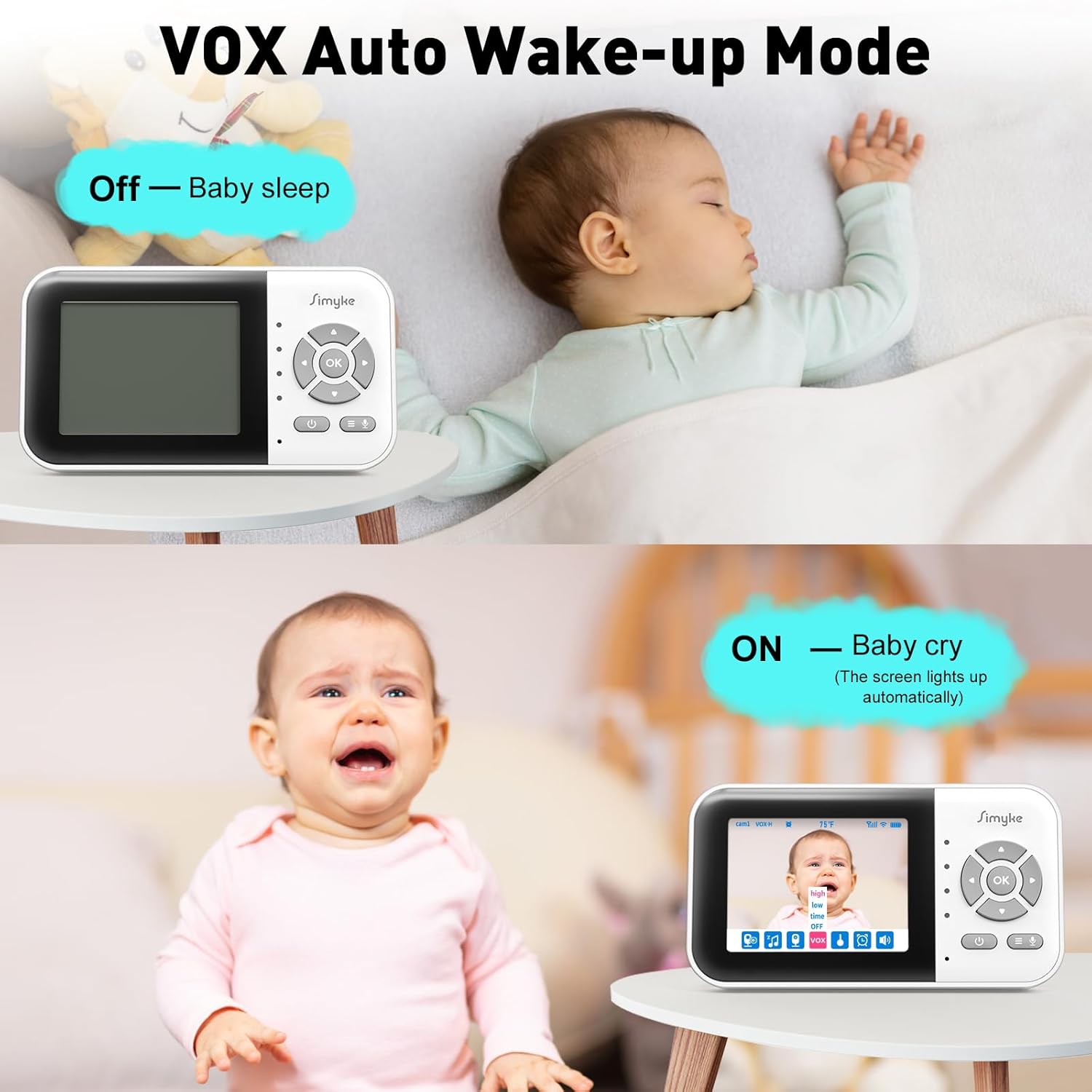 Upgrade Video Baby Monitor with 2 Cameras and Audio 2.8" Screen, Night Vision, APP, 2 Way Talk, 1200ft Long Range, Feeding Clock, Temperature Detection, Portable Wireless Baby Cam Home Use