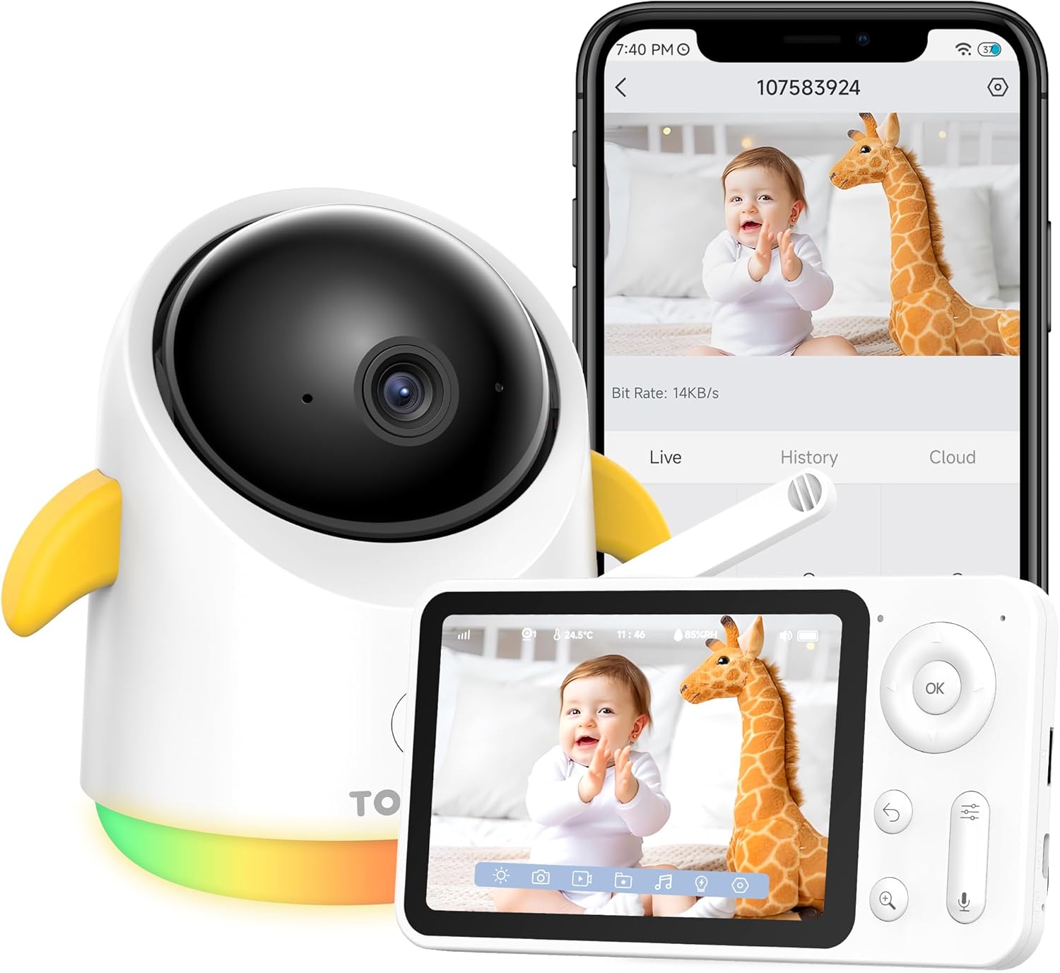71vitIJeYDL._AC_SL1500_.jpg Baby Monitor with Camera and Audio WiFi/No WiFi: Baby Monitor WiFi Smartphone APP Control NightVision 4.3' Screen Smart Video Baby Monitor with Remote PTZ 2-Way Talk Motion & Cry Alert(Only 2.4G WiFi)