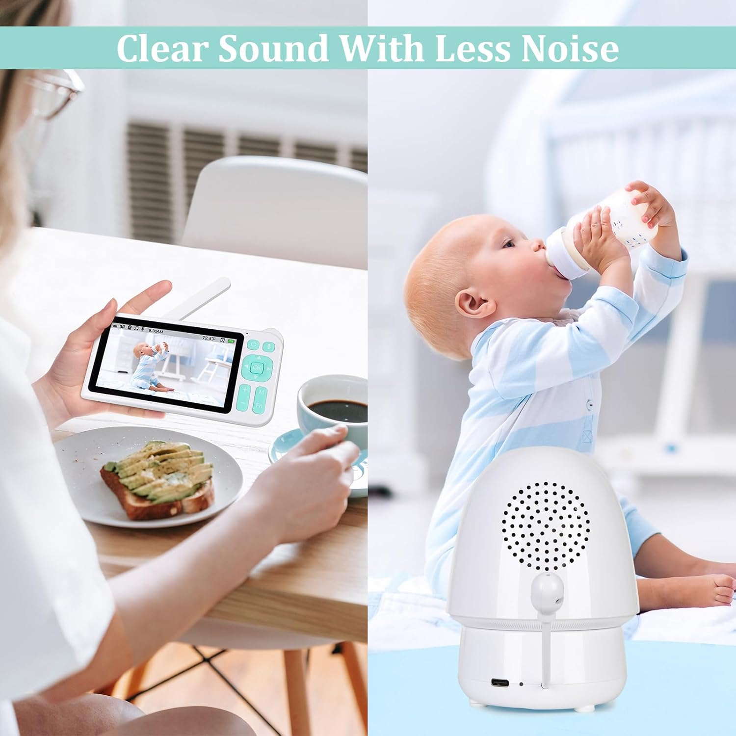 71x0Ft52HNL._AC_SL1500_.jpg Baby Monitor with Camera 3000ft Long Range 1080P Baby Viewer 2-Way-Audio 5” Color Screen Motion & Cry Detection, No App No WiFi Secure Connection Remote Pan-Tilt-Zoom-1 Camera (White)