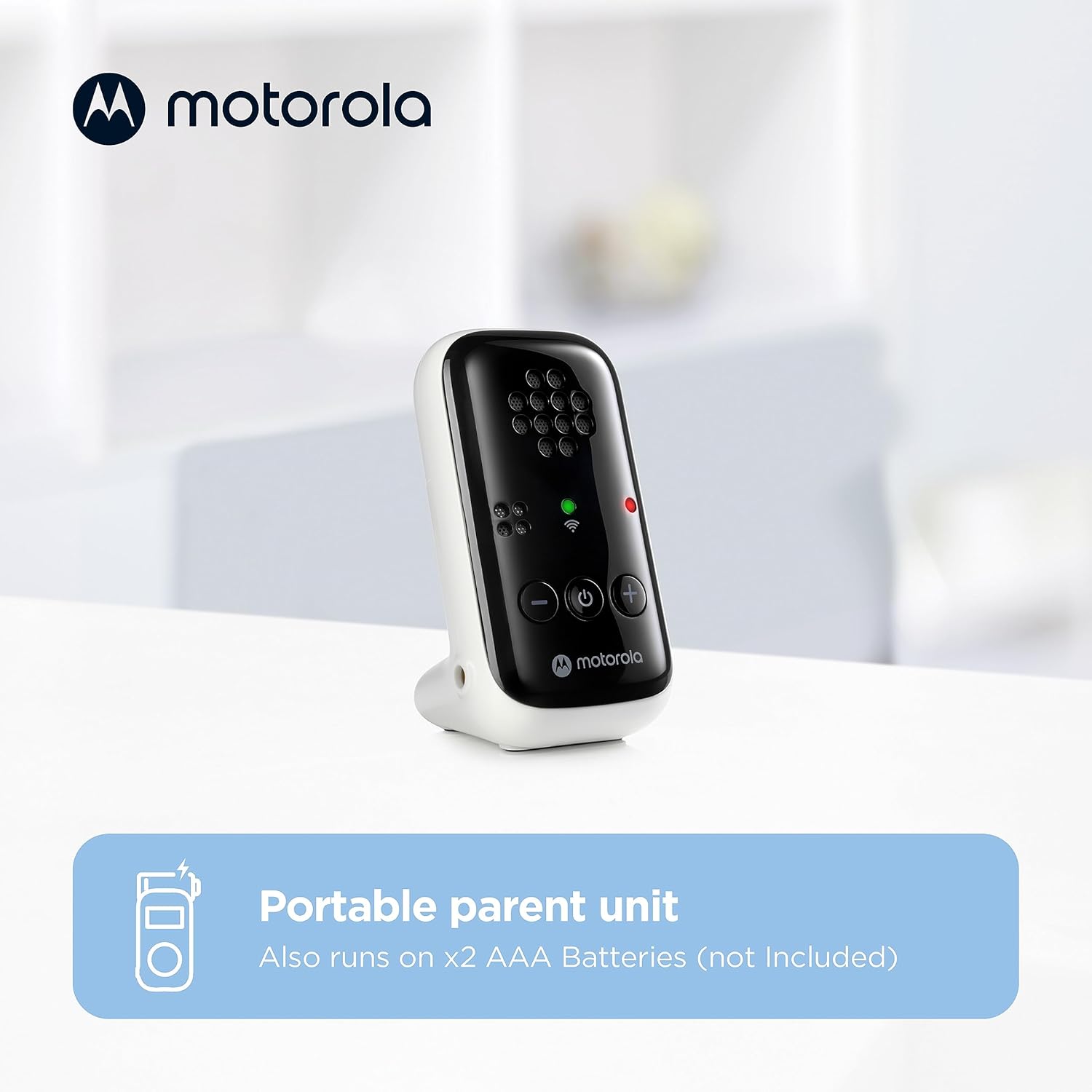 Motorola Nursery PIP10 Audio-Only Baby Monitor, 1000ft Range, Sensitive Mic, Alert Light, Portable Parent Unit (Outlet or AAA Battery Not Included)