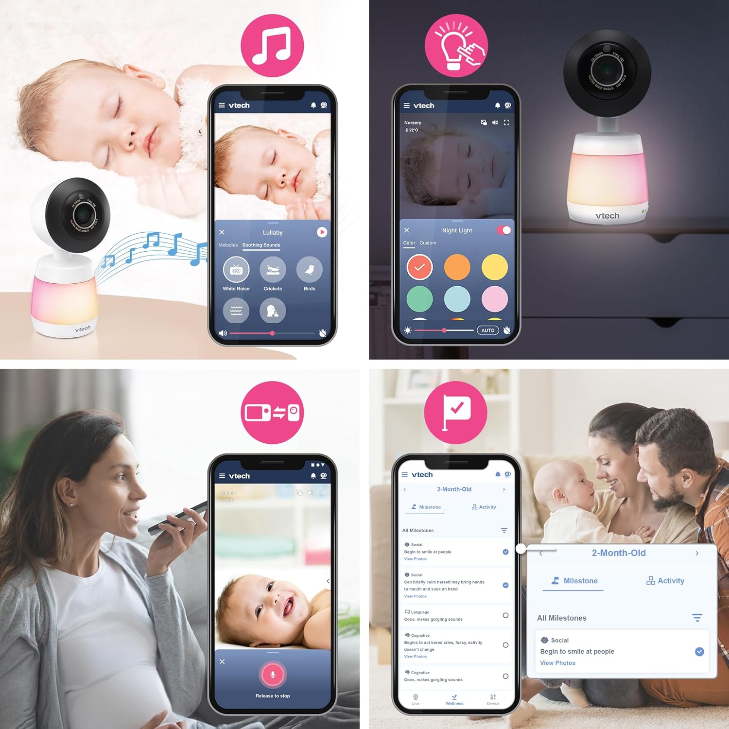 811w9z4QggL._AC_SL1500_.jpg VTech Smart WiFi Baby Monitor, 2K Camera, 5.5-inch HD IPS Screen, Crystal Clear Infrared Night Vision, Pan-Tilt, 24x Zoom, 2-Way Talk, Multi-color Night Light, Soothing Sounds, Free App: Smart HD Plus