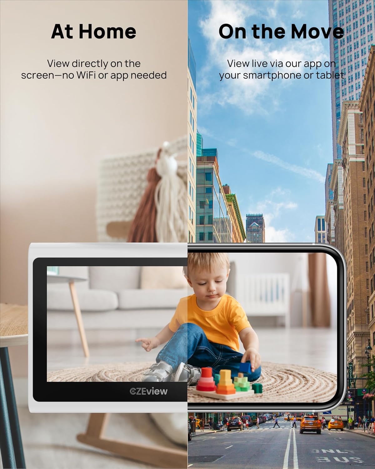 Video Baby Monitor with Camera and Audio, 2K Baby Monitor WiFi Smartphone with Night Vision, Pan-Tilt-Zoom via 4.3" Screen and APP, Cry/Motion Detection, 2-Way Audio (White 2pcs)