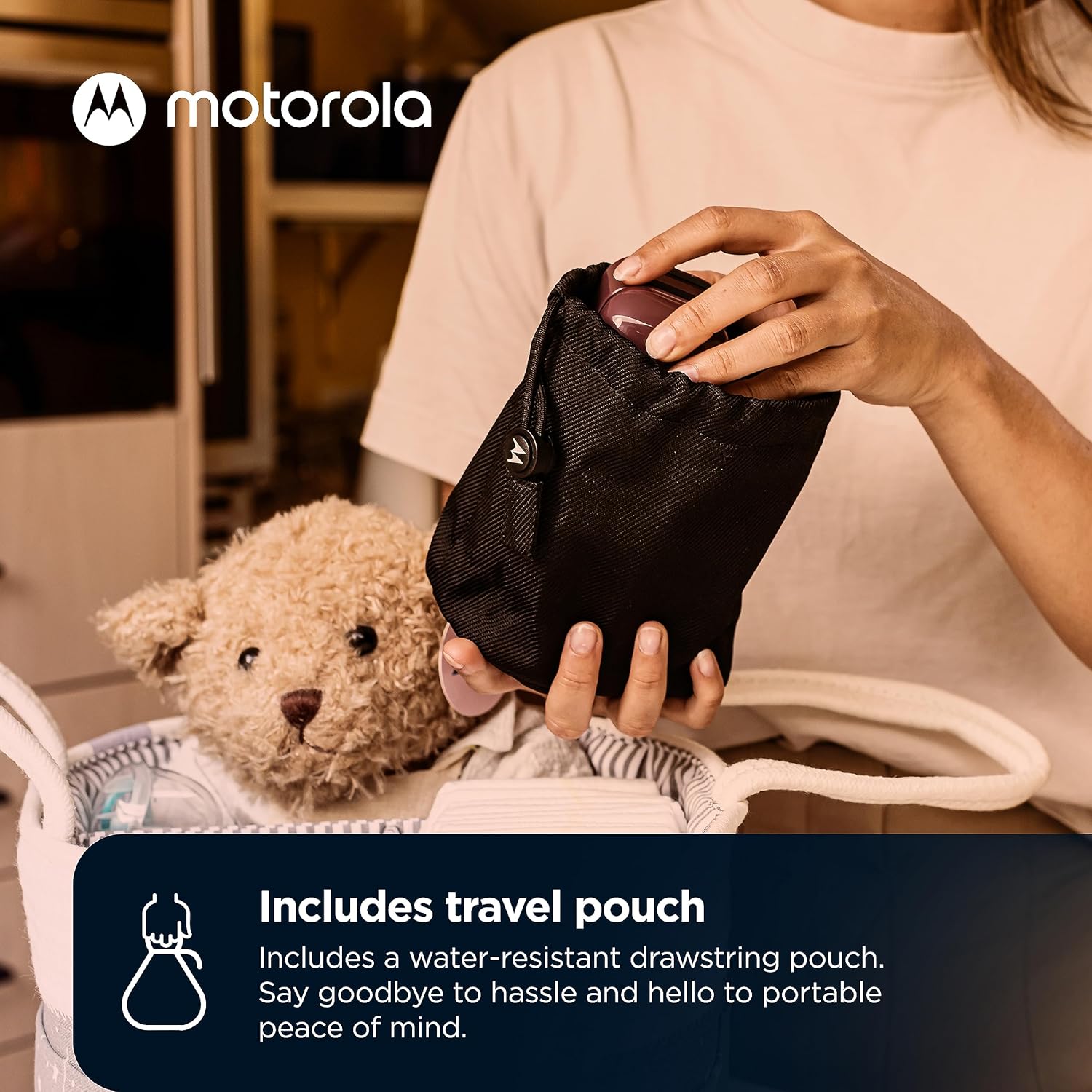 Motorola Nursery PIP12 Audio-Only Travel Baby Monitor, Portable with Rechargeable Batteries, 1500ft Range, Includes Water-Resistant Travel Case