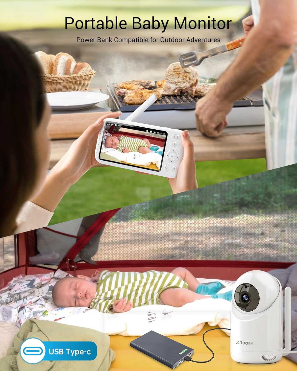 2K Video Baby Monitor with Camera and Audio, 3600ft Long Range Baby Monitor No WiFi 5.5" FHD Screen ANC Baby Camera Wireless, Room, Portable, Night Vision, 2-Way Talk, AI Cry Detect, 6000mAh