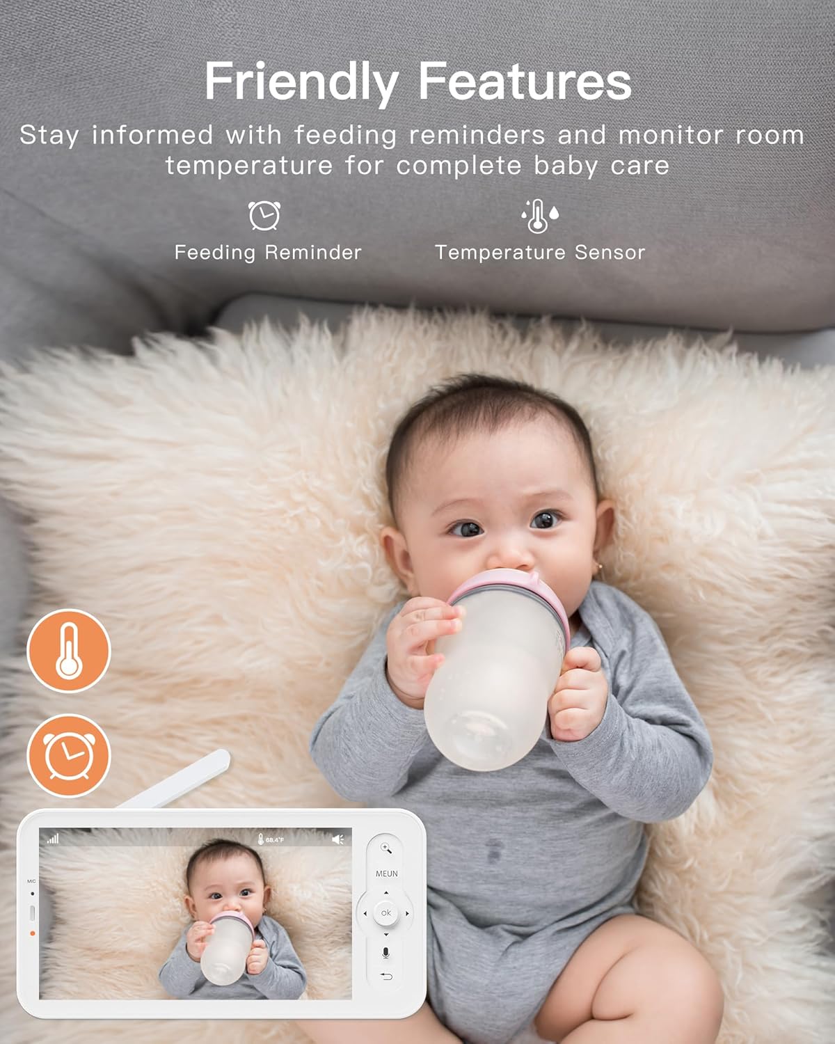 81JjIu64S0L._AC_SL1500_.jpg ARENTI Video Baby Monitor with Camera and Audio, 5-inch Smart Baby Camera Monitor with Free Phone App, 1080P, VOX, PTZ, One-Touch Call, Temp Sensor, Lullaby, Night Vision, Auto Tracking, 2-Way Talk