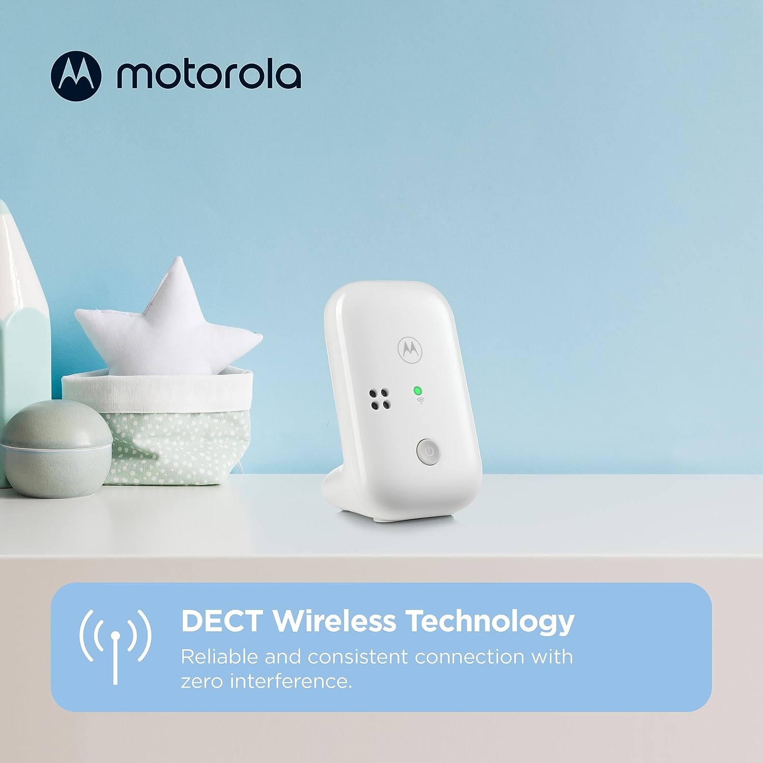 Motorola Nursery PIP10 Audio-Only Baby Monitor, 1000ft Range, Sensitive Mic, Alert Light, Portable Parent Unit (Outlet or AAA Battery Not Included)