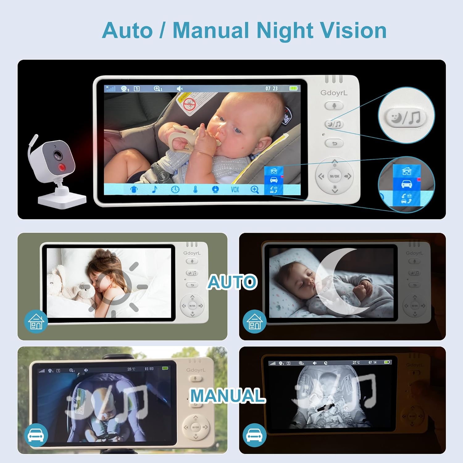 81XptOBLjHL._AC_SL1500_.jpg Baby Car Camera Backseat Wireless Baby Monitor with Camera (Max. Range 1000FT) Multifunctional HD Night Vision Wide View 5'' 1080P IPS Display USB Plug&Play Car Seat Camera for Baby Rear Facing