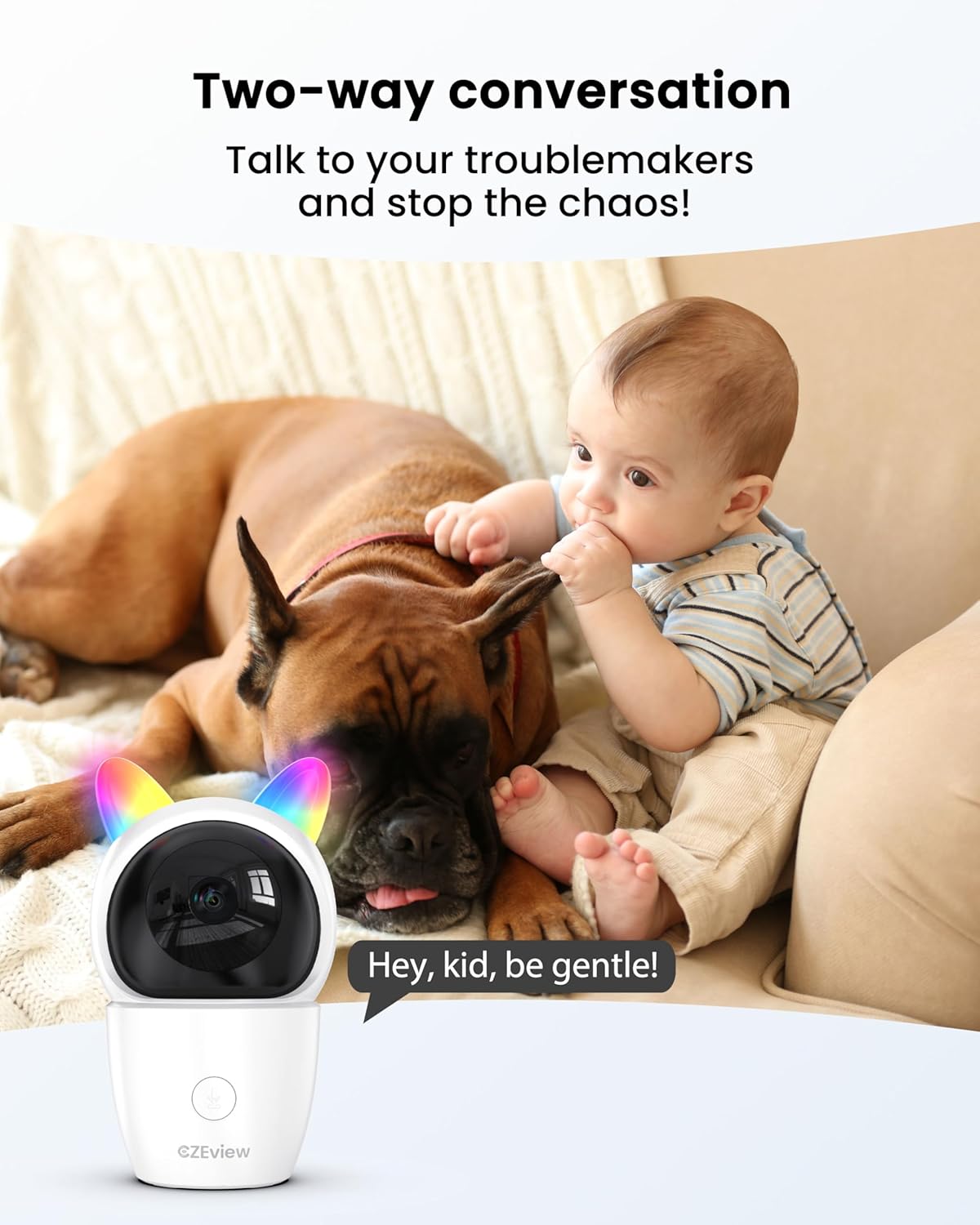 Video Baby Monitor with Camera and Audio, 2K Baby Monitor WiFi Smartphone with Night Vision, Pan-Tilt-Zoom via 4.3" Screen and APP, Cry/Motion Detection, 2-Way Audio (White 2pcs)